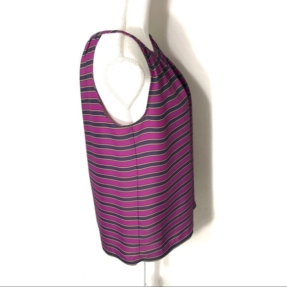 Loft Sleeveless Top Small Purple Striped Blue - Picture 3 of 6